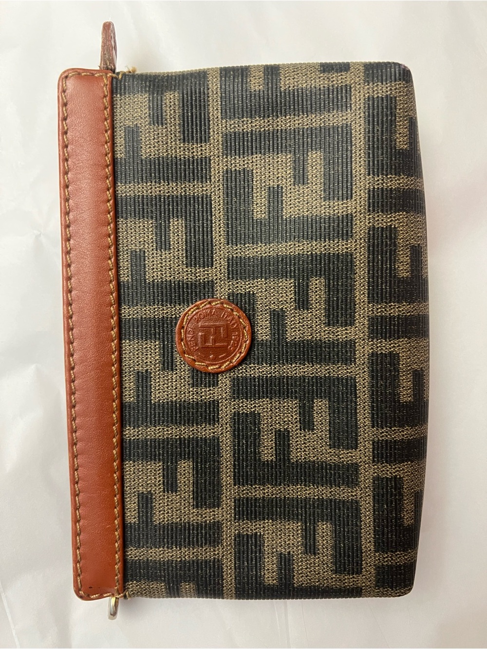 Fendi Zippered Small Pouch or Wallet with Zucca Pattern and Leather Trim, EUC - Picture 15 of 16